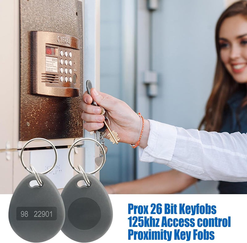 dcvbny 100pcs 26 bit Prox Keyfobs Proximity Fob Frequency 125KHZ HI-D Fit for Prox Key ISOProx 1386 1346 1386 1326 H10301 Format Card Readers & Vast Majority of Access Control Systems,Grey - Image 5